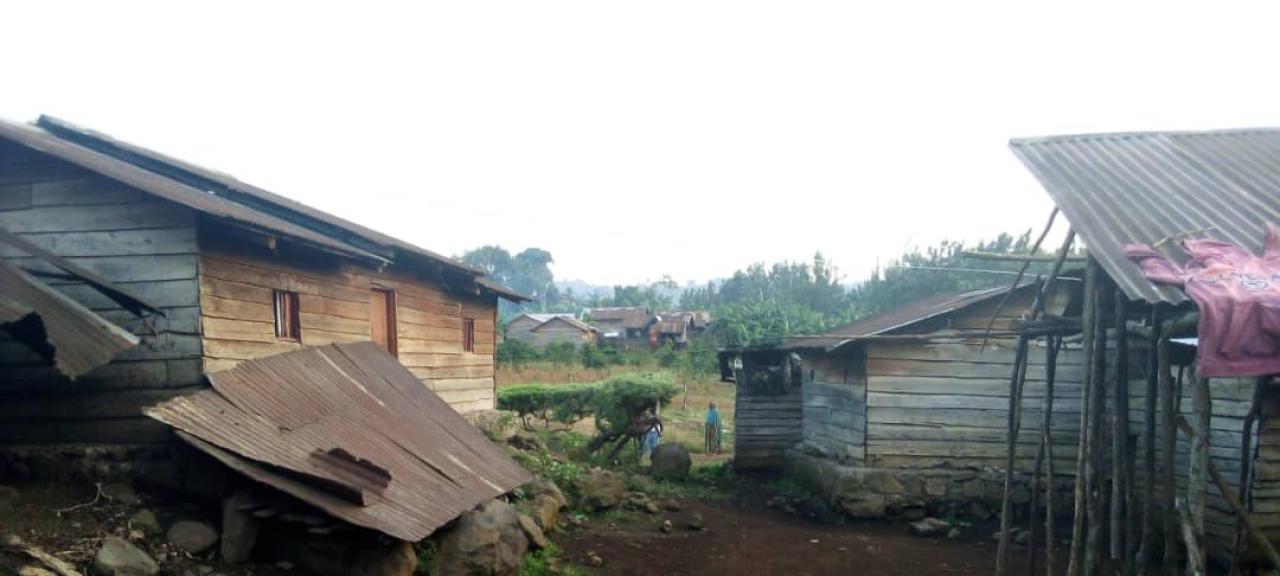Le village de Malembe après son abandon par la population, à cause de la guerre du M23