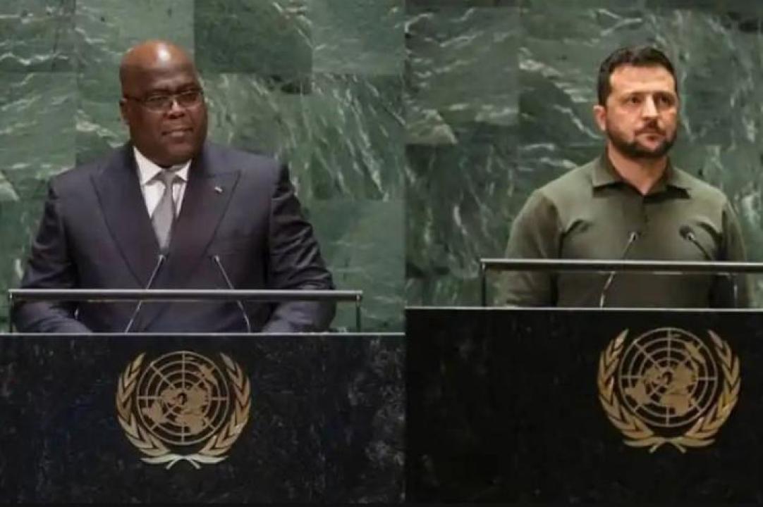 De gauche à droite : Félix Tshisekedi Président de la la RDC et Volodymyr Zelensky Président de l’Ukraine