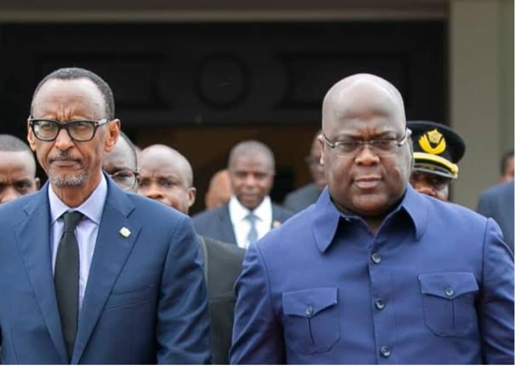 De gauche à droite, le Président rwandais, Paul Kagame, et son homologue rd-congolais, Félix Antoine Tshisekedi.