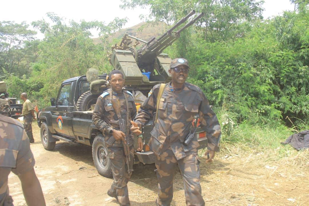 Les militaires FARDC visibles à Armoiries, une zone située à 4 Km de Rwindi dans le territoire de Rutshuru