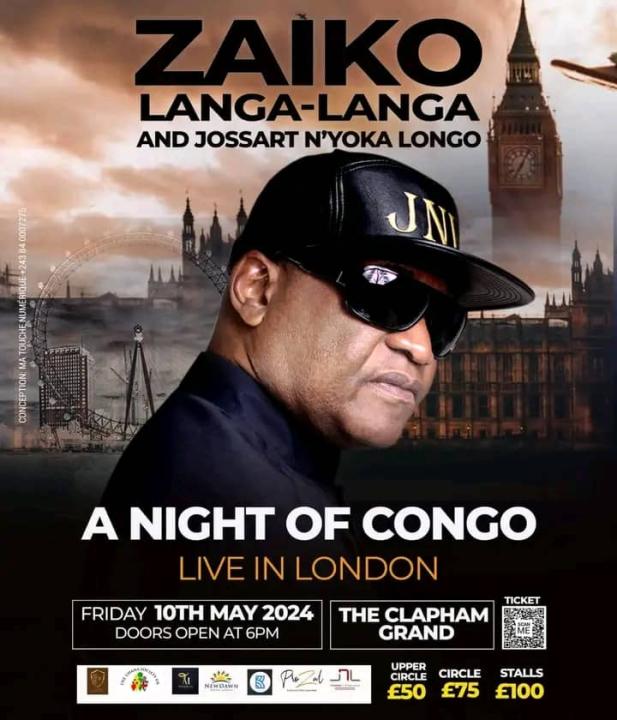 L'affiche d'annonce du concert de Zaïko Langa Langa nouvelle formule de Jossart Nyoka Longo à Londres