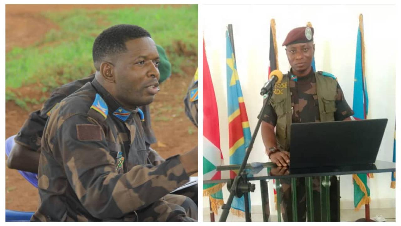 De gauche à droite: le capitaine Antony Mwalushay et le sous-lieutenant Mbuyi Reagan