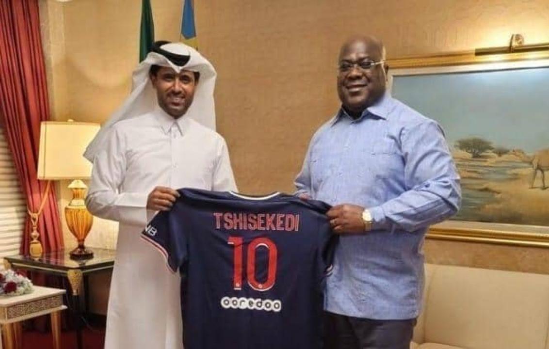 Félix Tshisekedi lors d'une rencontre avec le président du PSG en 2021. [Photo d'illustration]