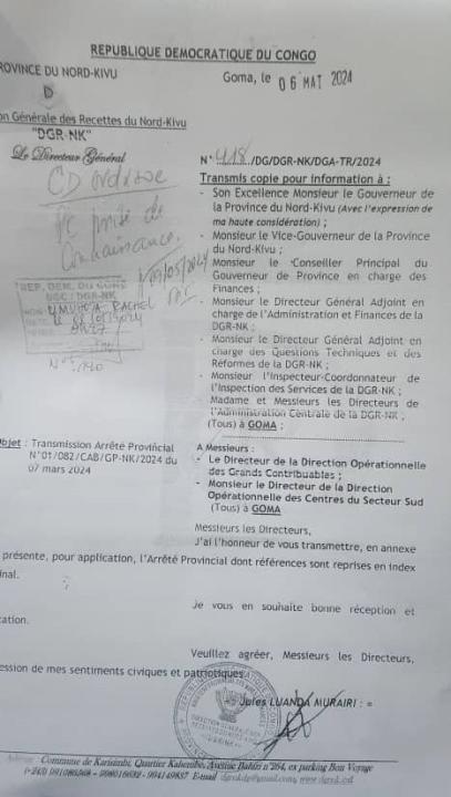 Arrêté accordant exoneration à l'entrepreneur Bahati Lukwebo