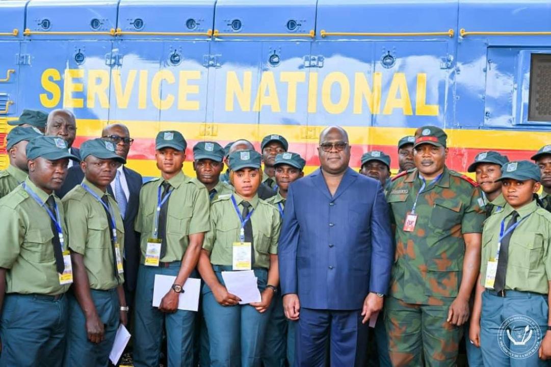 Le chef de l'État Félix Tshisekedi lors de la cérémonie de lancement des trains du Service National, jeudi 20 juin à Lubumbashi