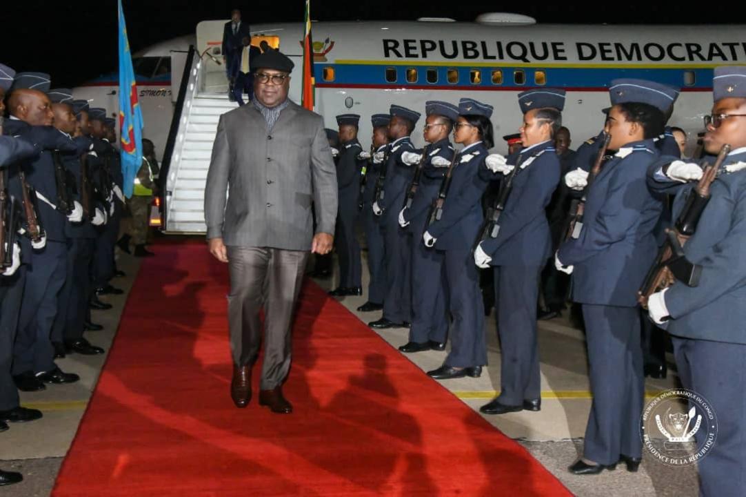 Arrivée du chef de l'État Félix Tshisekedi à Pretoria, en Afrique du Sud.