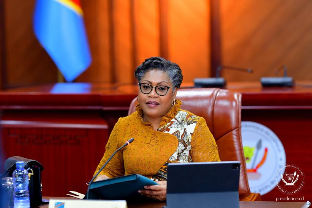La première ministre Judith Suminwa lors de la réunion du conseil des ministres, vendredi 16 août 2024