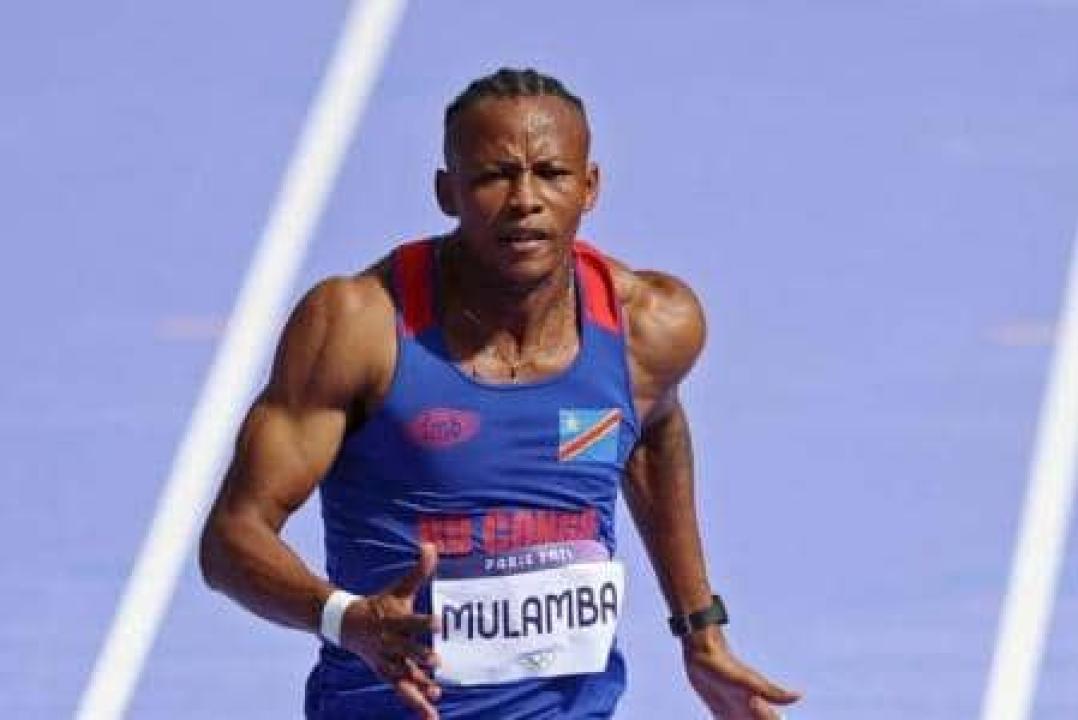 Dominique Lasconi Mulamba lors de la course des 100 mètres aux JO de Paris.