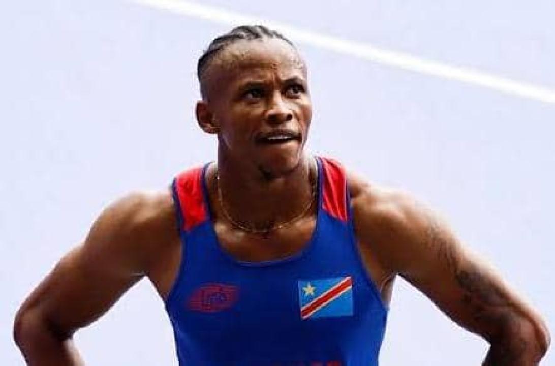 Dominique Lasconi Mulamba après sa défaite à la course des 100 mètres aux JO de Paris.
