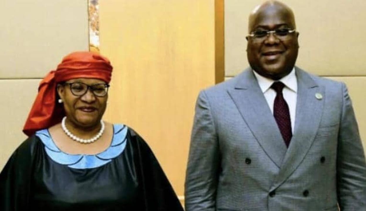 La Gouverneure de la BCC, Malangu Kabedi Mbuyi, et le Président de la République, Félix-Antoine Tshisekedi Tshilombo. [Photo d'illustration]