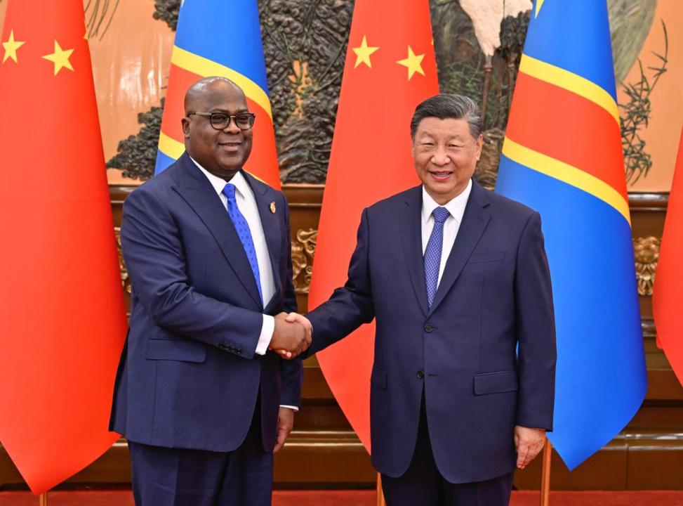 Le chef de l'État Félix Tshisekedi et son homologue chinois Xi Jinpinp