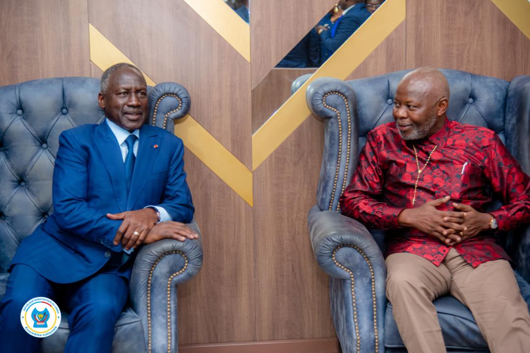 Le président de l'assemblée nationale de la RDC Vital Kamerhe et son homologue ivoirien Adama Bictogo à Kinshasa, ce dimanche 15 septembre 2024