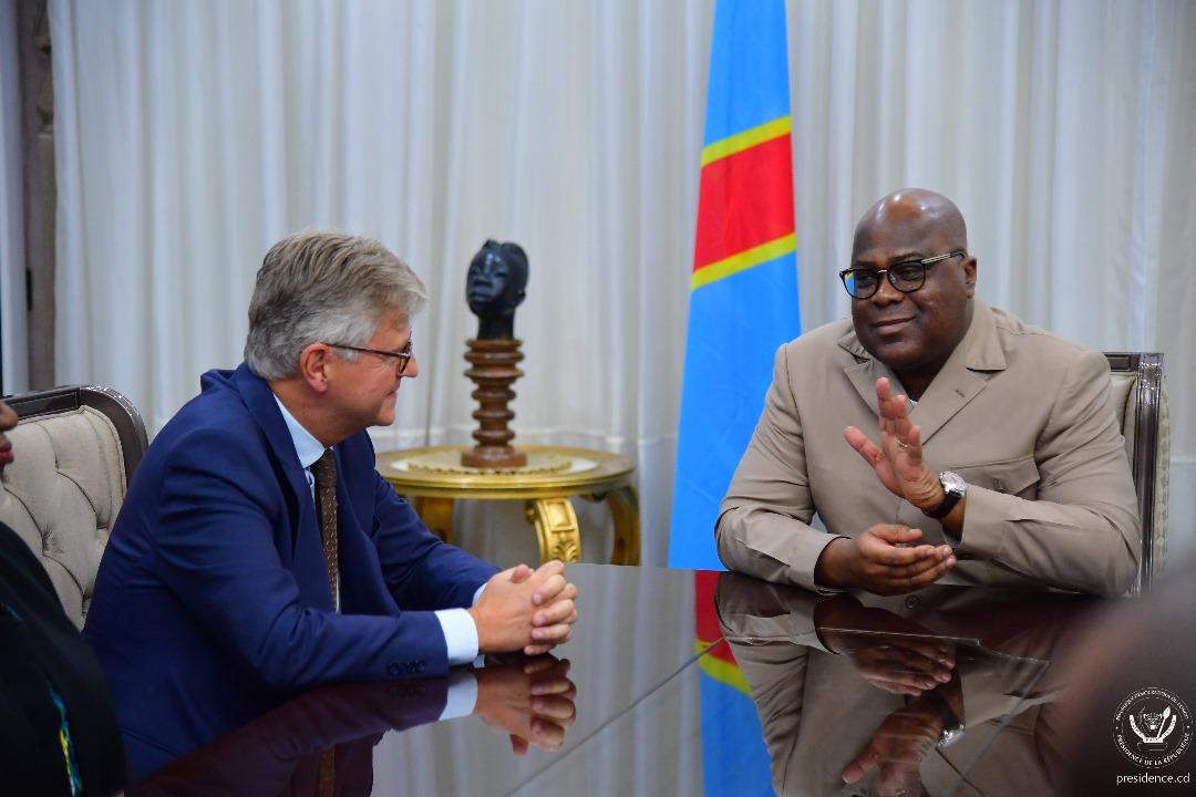Le chef de l'État Félix Tshisekedi et Jean-Pierre Lacroix,  Secrétaire général adjoint de l'ONU chargé des opérations de Paix