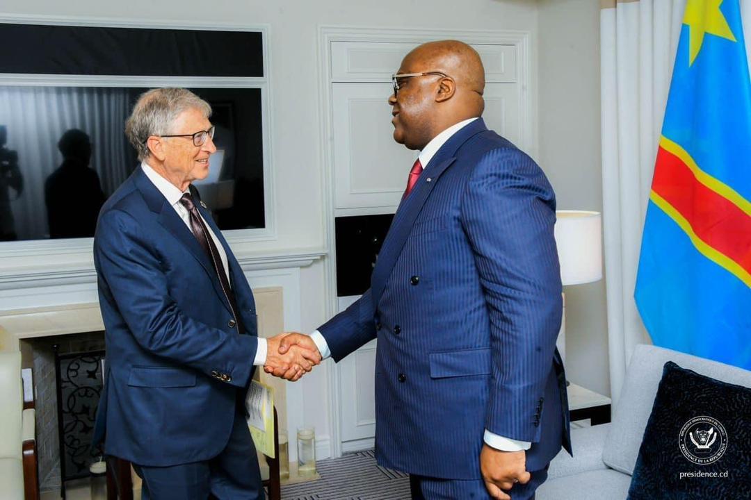 Le chef de l'État Félix Tshisekedi et le milliardaire américain Bill Gates à New-York, mardi 24 septembre 2024