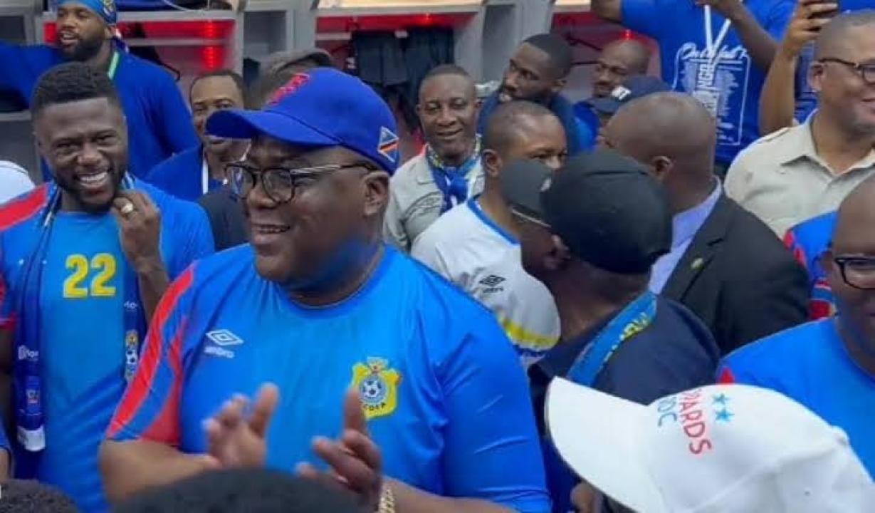 Félix Tshisekedi au vestiaire des Léopards au Satde des Martyrs.