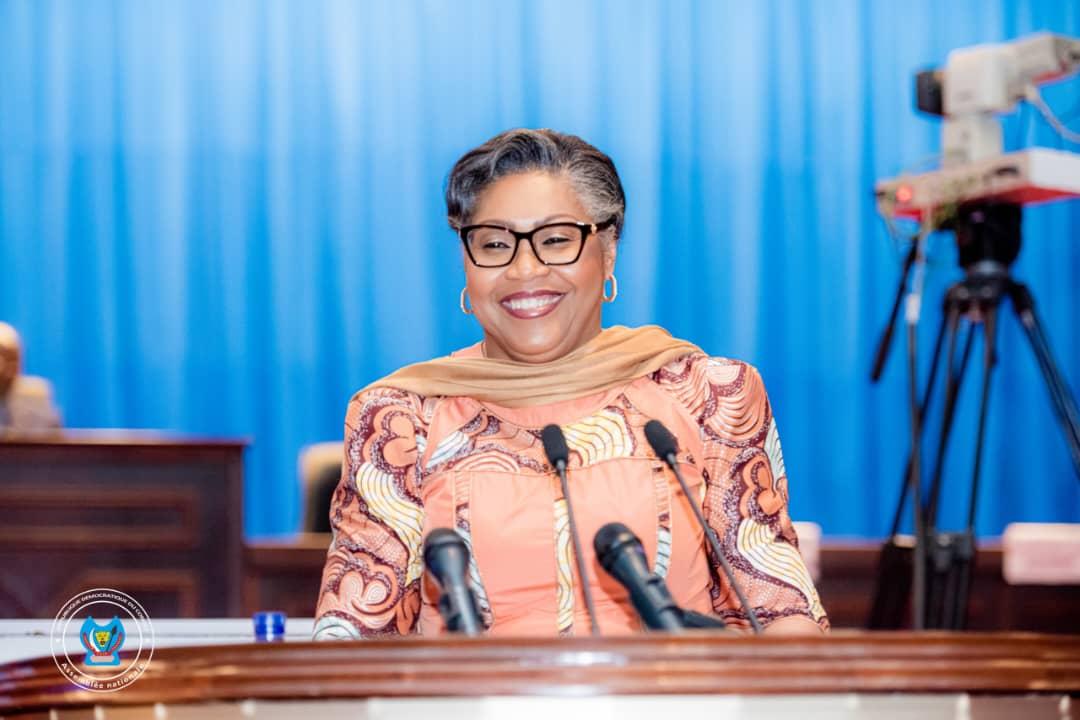 La Première Ministre Judith Suminwa lors de la présentation, devant les Élus nationaux, du projet de loi de finances de l'exercice 2025, jeudi 31 octobre 2024