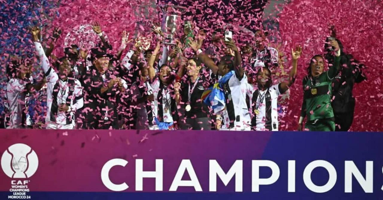 Les Corbelles du Fcf Mazembe célébrant leur sacre de championnes de la 4e édition de la Ligue des champions féminine de la CAF