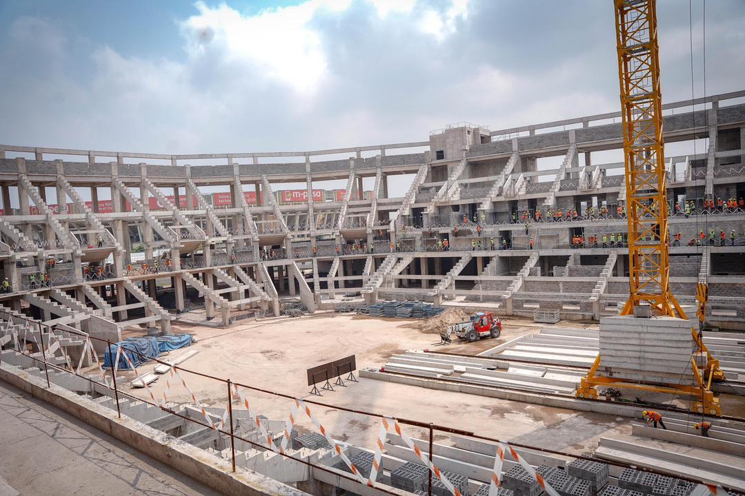 L’état actuel des travaux de l’Arena Kinshasa. Photo du 15 décembre 2024.