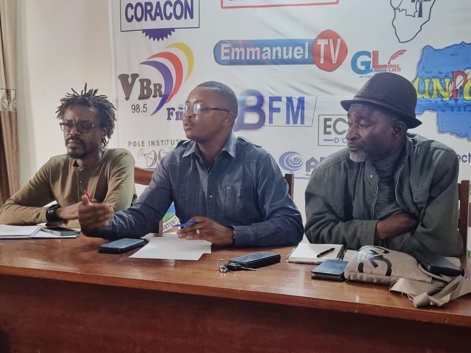 Les membres de la commission de discipline et d’éthique professionnelle de l’UPNC Nord-Kivu dans une conférence de presse à Goma