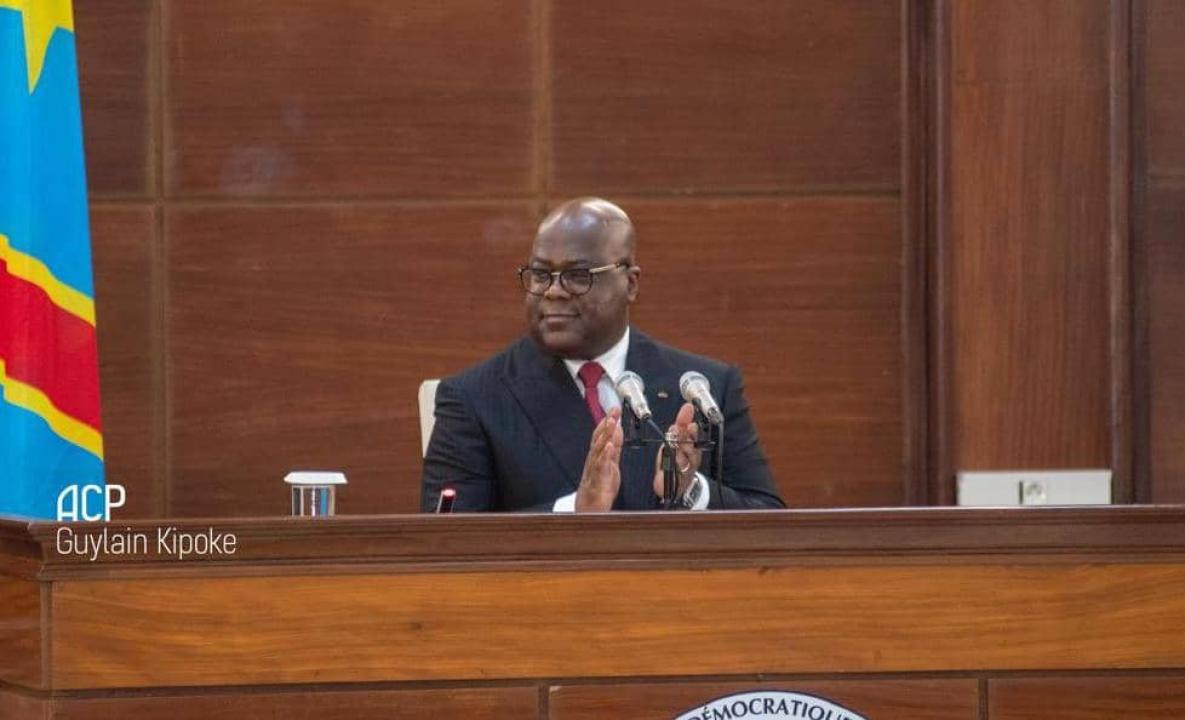 Le chef de l'État Félix Tshisekedi devant le corps diplomatique, samedi 18 janvier 2025
