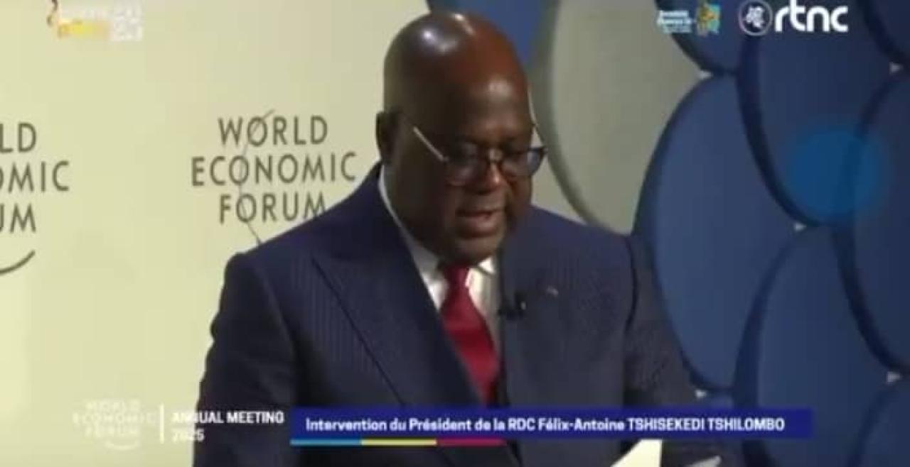 Le chef de l'État Félix Tshisekedi lors de son allocution au Forum économique mondial à Davos, mercredi 22 janvier 2025