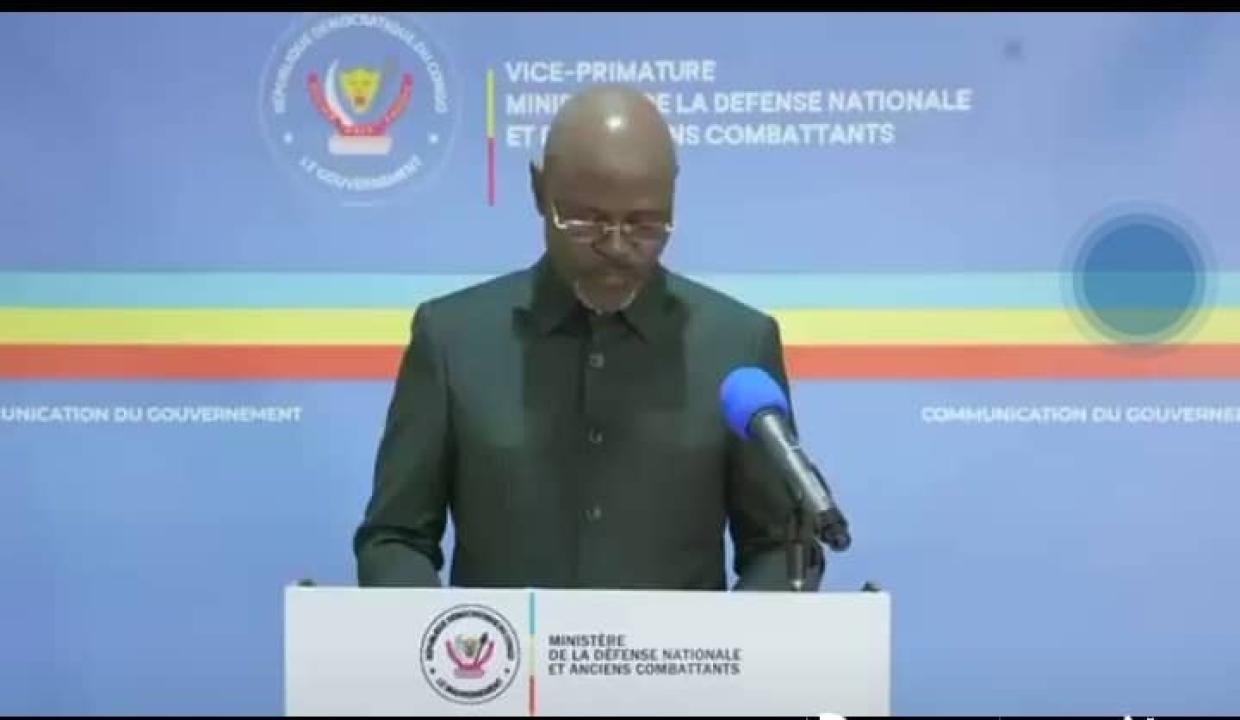 Le VPM de la défense Me Guy Muadiamvita lors de son message aux forces armées de la RDC, ce jeudi 30 janvier 2025