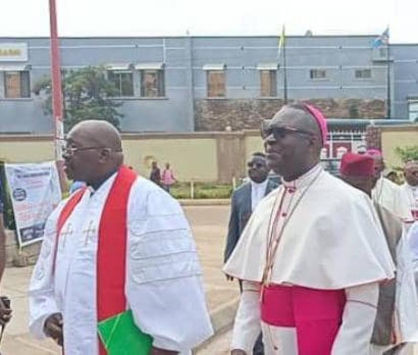 Le Président de l'ECC, André Bokondua, et celui de la CENCO, Fulgence Muteba.