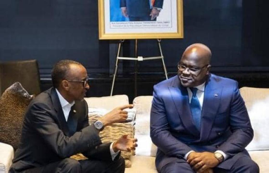Le Président congolais Félix-Antoine Tshisekedi et son homologue du Rwanda Paul Kagame à Kinshasa. [Photo d'illustration]
