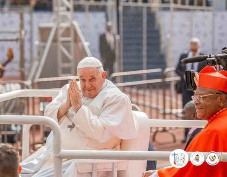 Le Pape François, aux côtés du Cardinal Fridolin Ambongo, lors de sa visite à Kinshasa. [Photo d'illustration]