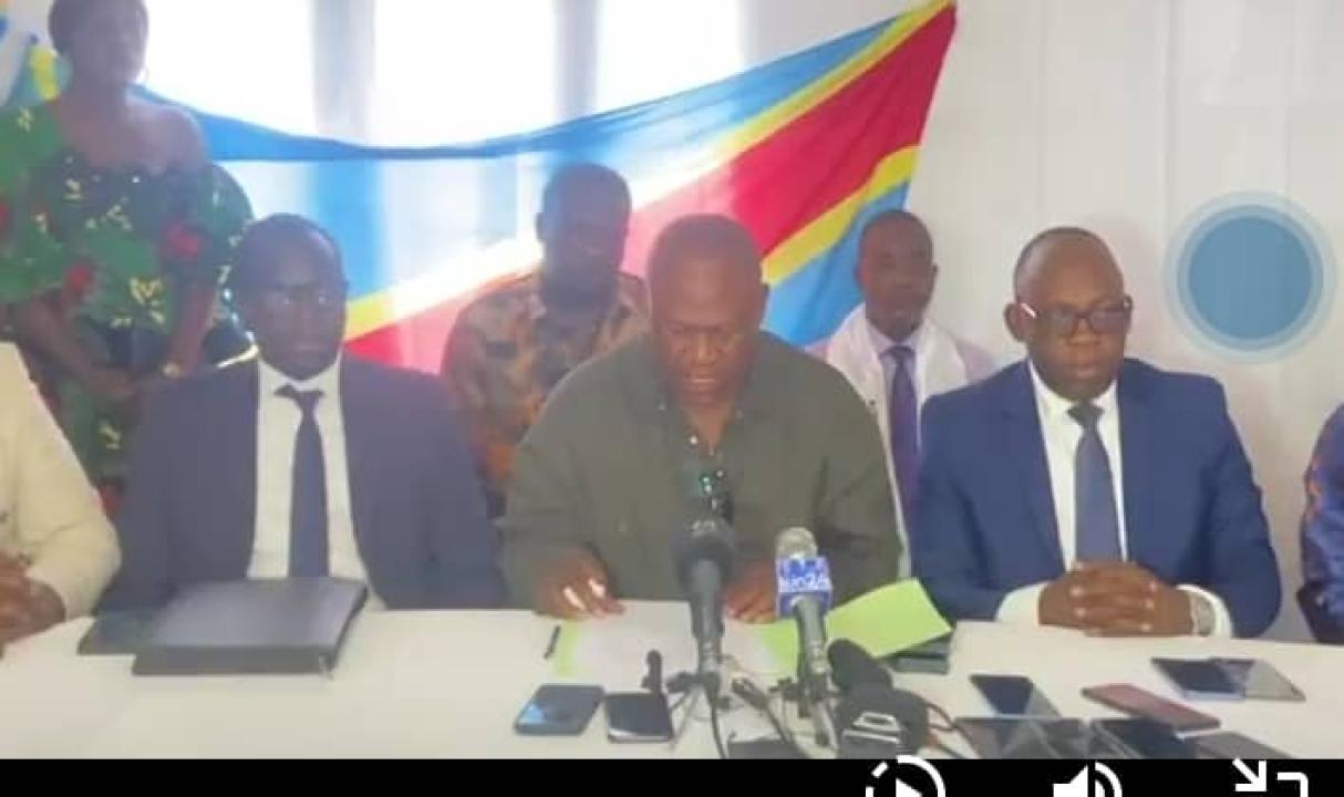 Les membres de la coalition Lamuka lors d'un point de presse ce mardi 25 février 2025