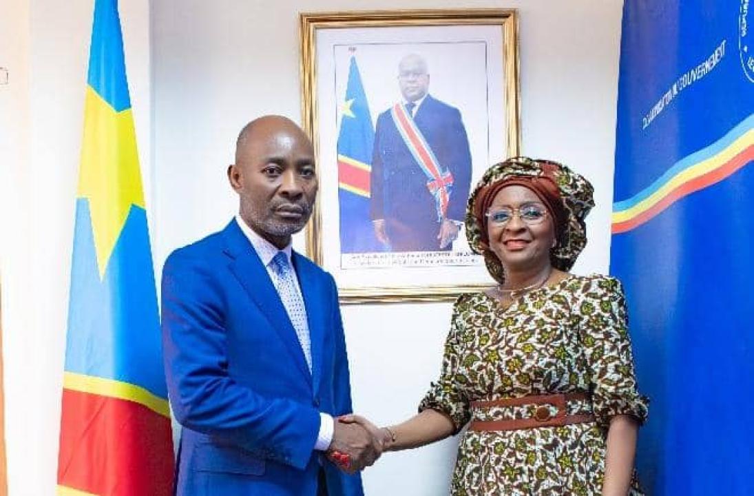 Le gouverneur du Sud-Kivu Jean-Jacques Purusi et la ministre Aziza Munana, ce mercredi 26 février 2025