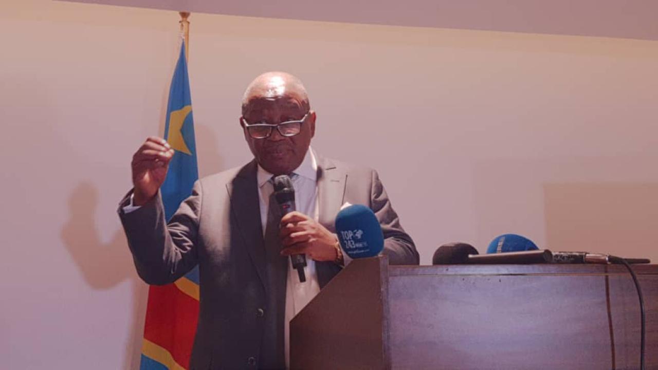 Paul Nsapu Mukulu, Président de la CNDH-RDC, lors de la cérémonie de clôture l'atelier stratégique de droits de l'homme