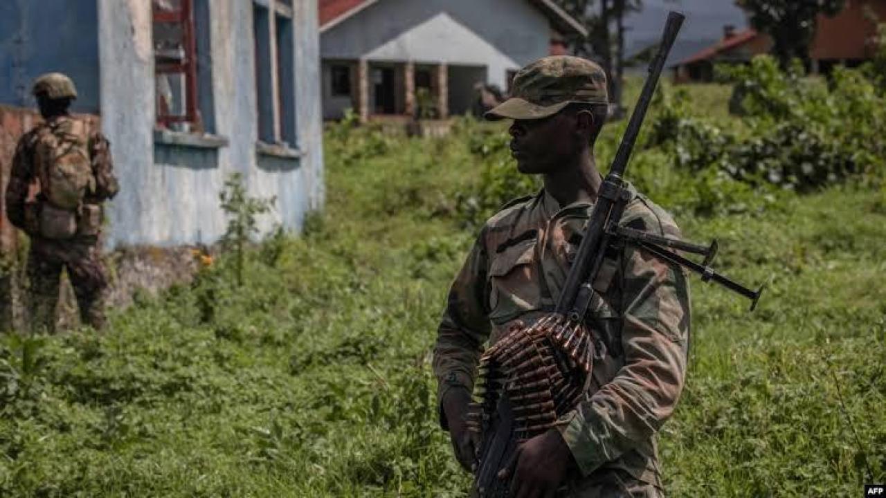 Vue des soldats de la coalition M23-AFC soutenus par le Rwanda dans le camp militaire de Rumangabo [photos archives]