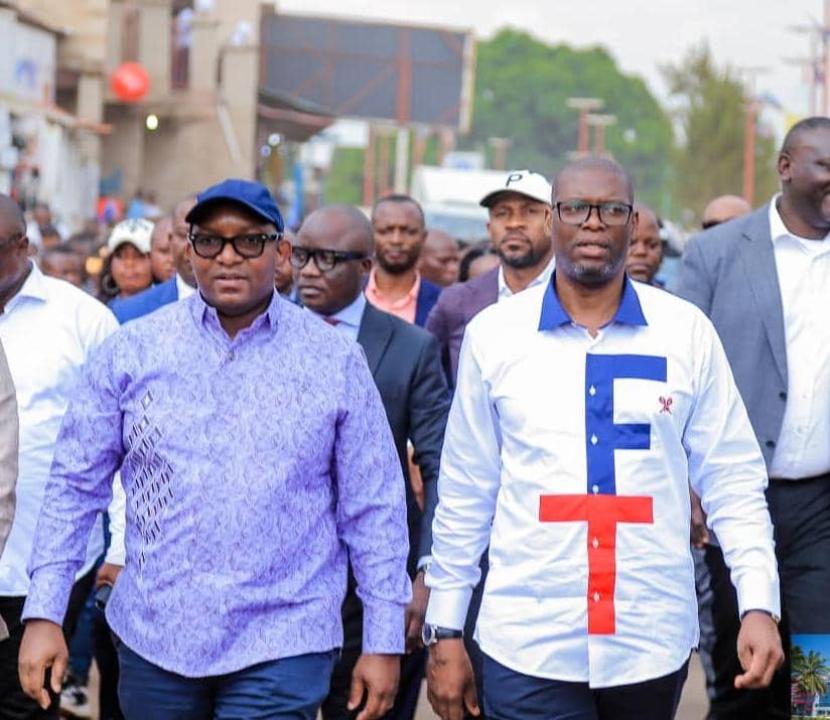 Jean-Michel Sama Lukonde et le gouverneur du Haut-katanga Jacques Kyabula à Lubumbashi en 2023. [Photo d'illustration]