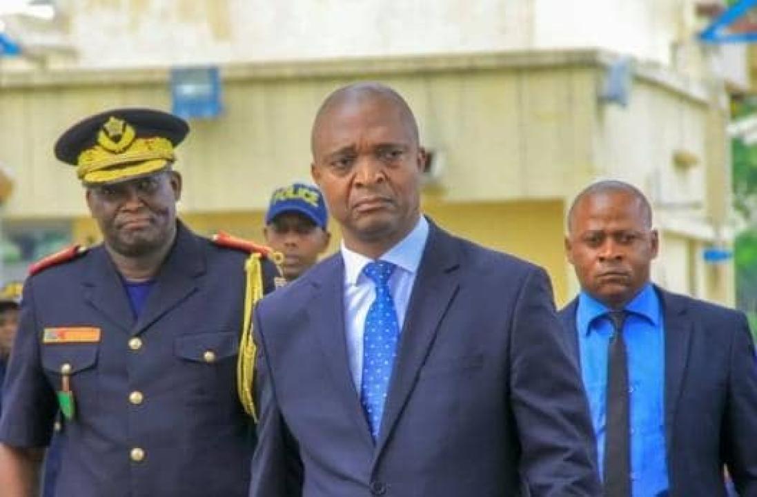Emmanuel Ramazani Shadary lorsqu'il était ministre de l'intérieur sous le régime Kabila en 2018.