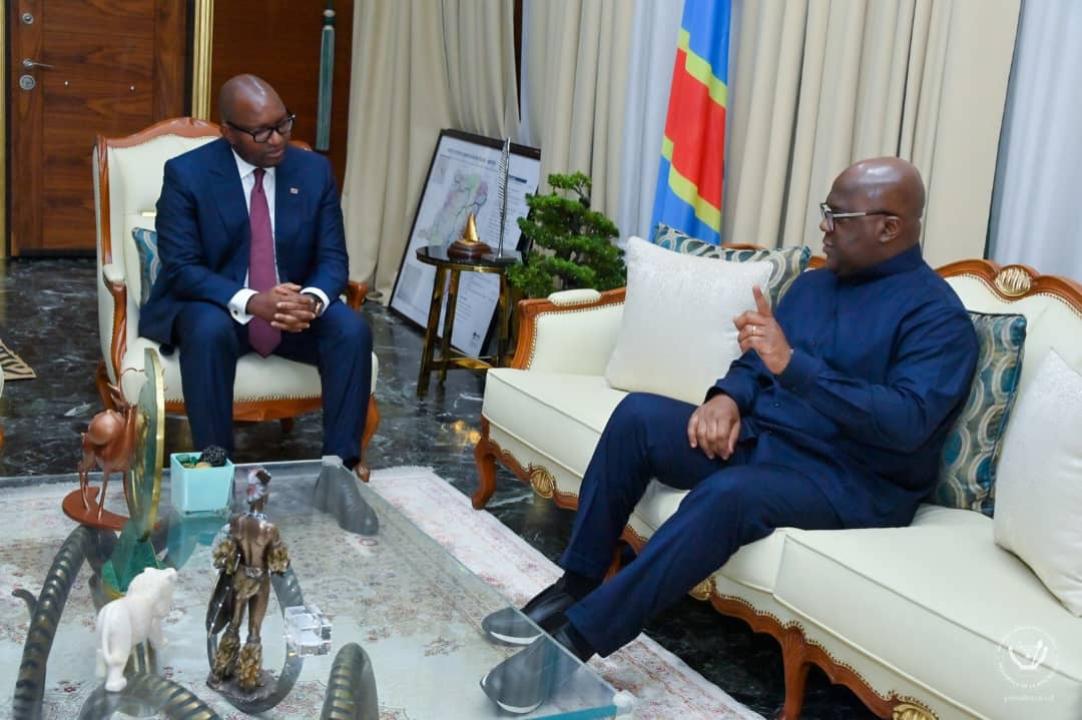Le speaker de la chambre haute du parlement Sama Lukonde reçu par le chef de l'État Félix Tshisekedi, à la Cité de l'Union africaine lundi 24 mars