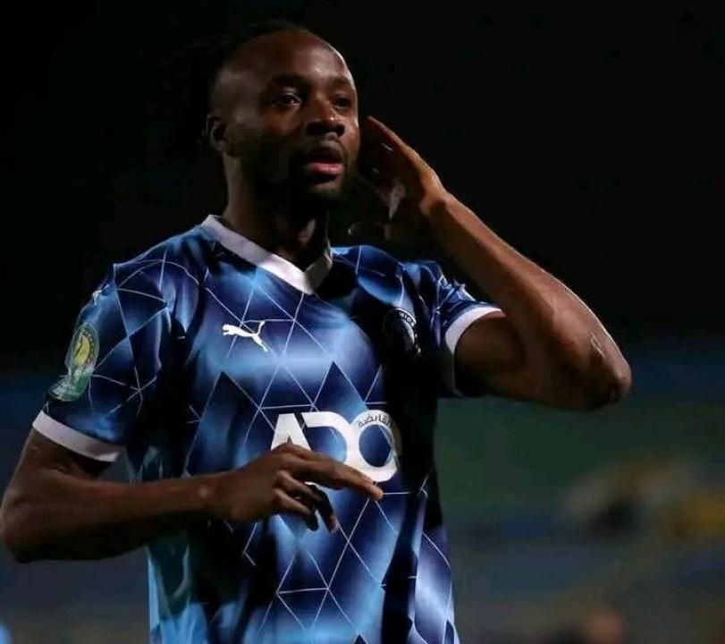Fiston Kalala Mayele en celebration d’un but sous les couleurs de Pyramids