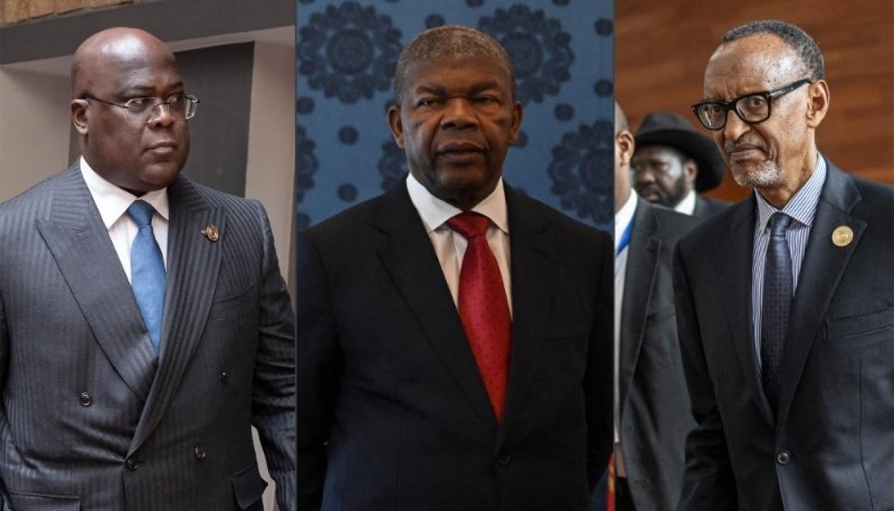 Les présidents Félix Tshisekedi (RDC), João Lourenço (Angola) et Paul Kagame (Rwanda)
