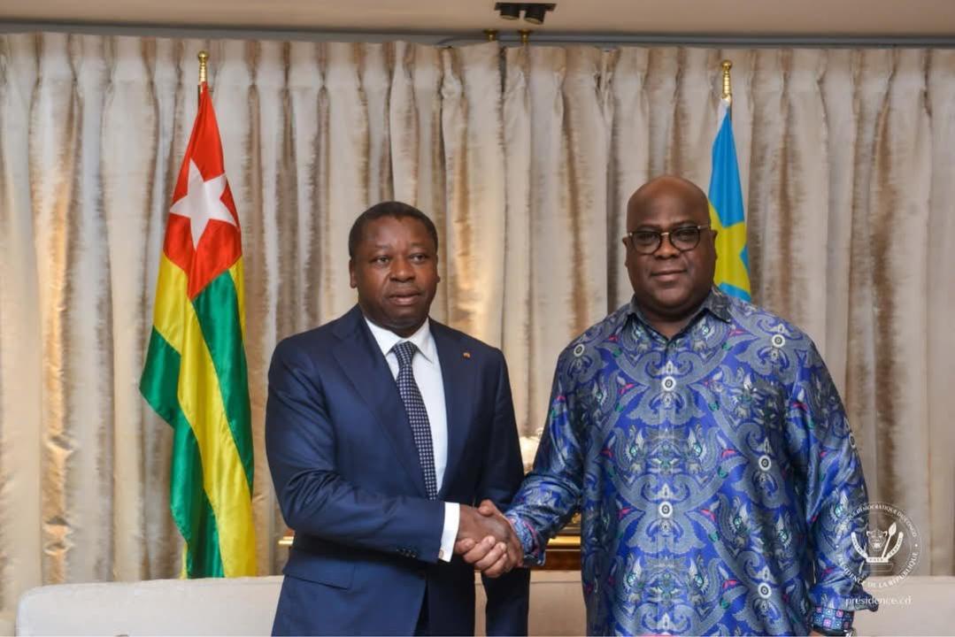 Le Président Tshisekedi Togolais Faure Gnassingbé reçu par Félix Tshisekedi, à Kinshasa, le 16 avril 2025.