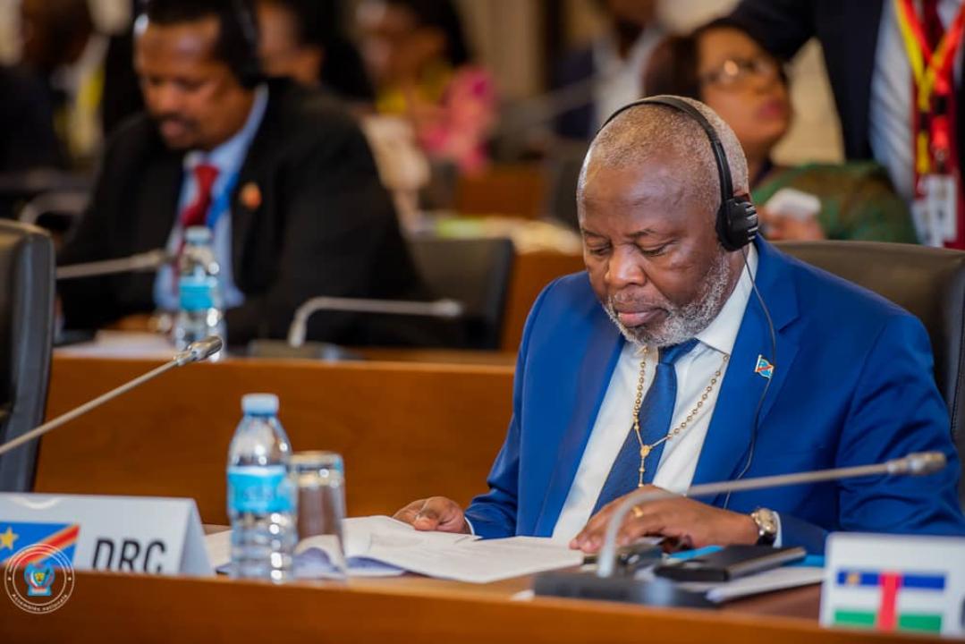 Le speaker de la chambre basse du parlement Vital Kamerhe lors de la 15e session ordinaire de l'Assemblée plénière du forum des parlements de pays membres de la CIRGL, à Luanda