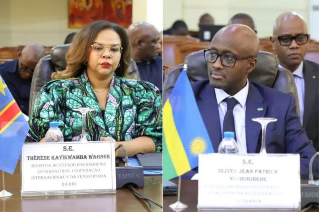 Les ministres des Affaires étrangères Thérèse Kayikwamba Wagner (RDC) et Olivier Nduhungirehe (Rwanda)