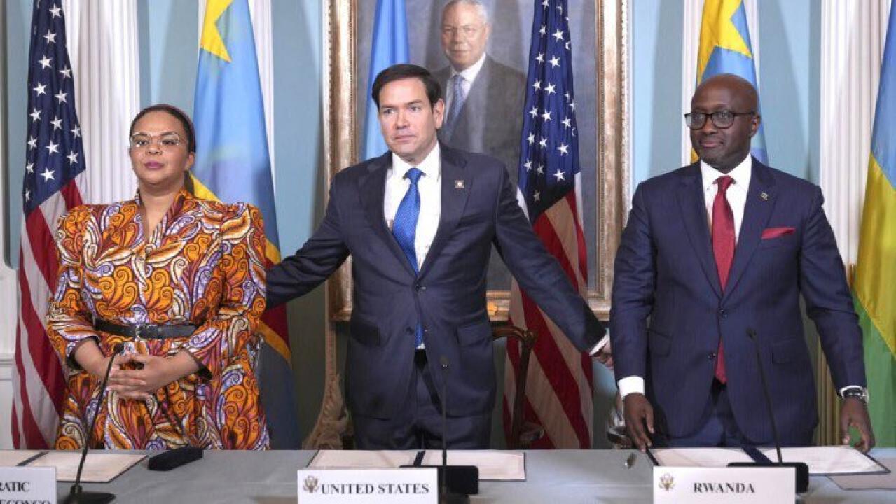 Les ministres des affaires étrangères de la RDC, du Rwanda et le secrétaire d'état américain marco Rubio [photo d'illustration]