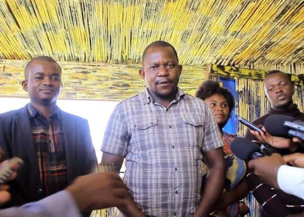 Rachid Amuri Kasongo président de l’UNPC section urbaine de Butembo au cours d’un point de presse animé au cercle culturel Yira Mirembe