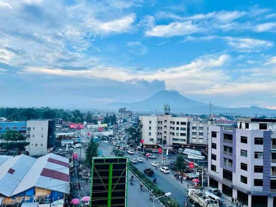 Une vue aérienne de la ville de Goma, chef-lieu de la province du Nord-Kivu en RDC