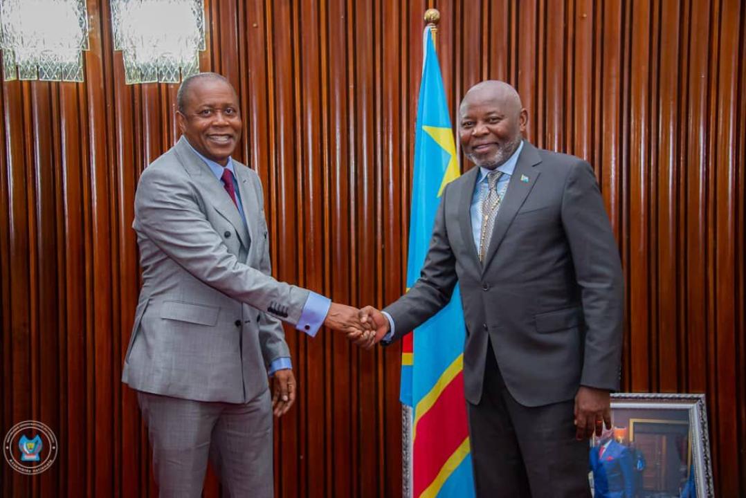 Le président de la CENI Denis Kadima et le président de la chambre basse du parlement Vital Kamerhe