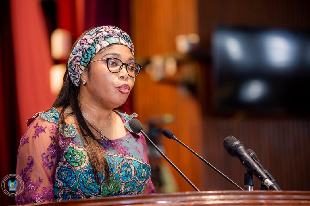 La ministre des affaires foncières Acacia Bandubola à l'Assemblée nationale, vendredi 15 mai 2025