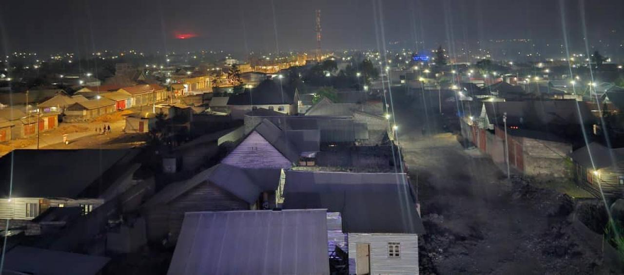 Vue nocturne de la ville de Goma