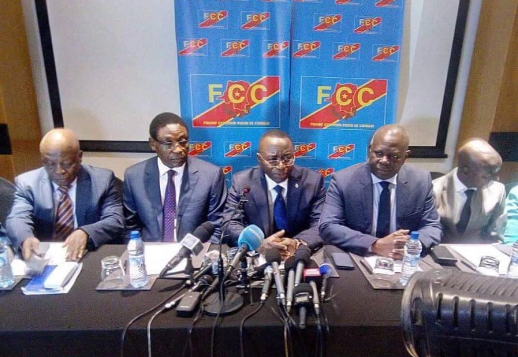 Des cadres du FCC lors d’un point de presse à Kinshasa [photo d’illustration]