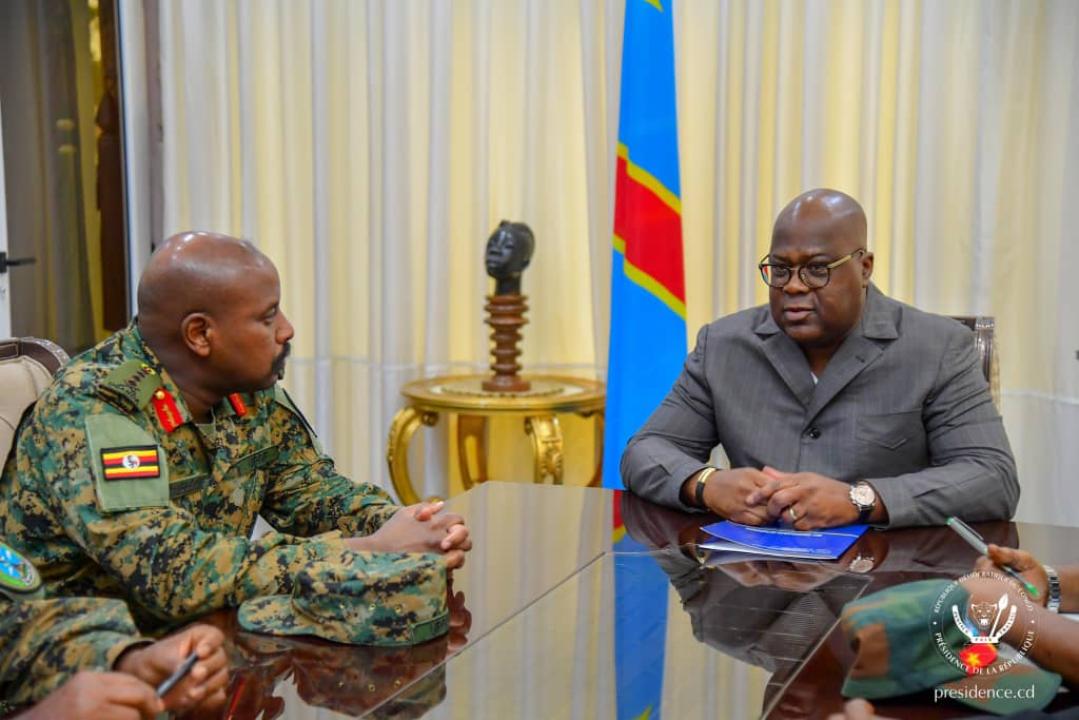 Le général Muhoozi et le chef de l'État Félix Tshisekedi, ce samedi 21 juin 2025