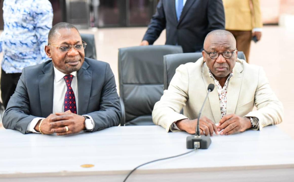 Le Procureur général près la cour de cassation Firmin Mvonde et le Rapporteur de l'Assemblée nationale Jacques Djoli, mardi 03 juin 2025